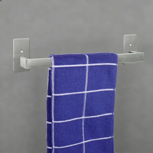 Vista 10 de Barra de Toalla de Baño Autoadhesiva, Toallero sin Perforación Fácil de Instalar, Soporte de Toalla de Mano Hecho de Acero Inoxidable Premium
