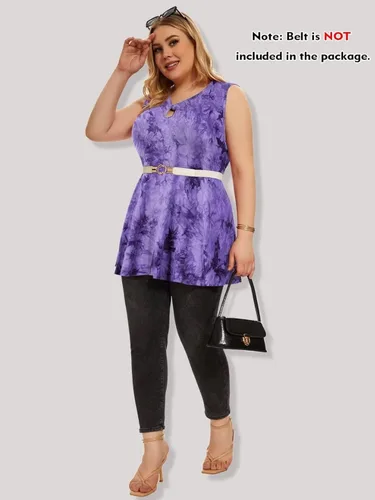 Vista 5 de LARACE Camisetas sin mangas de talla grande para mujer, camisetas recortadas, ropa de moda, ajuste holgado, blusas sin mangas con nudo torcido