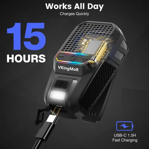 Vista 2 de Altavoz Bluetooth portátil, altavoz portátil con clip con micrófonos integrados, música manos libres y llamadas para senderismo/ciclismo, altavoz