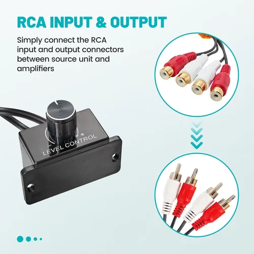 Vista 2 de NuIth Amplificador universal para automóvil, controlador de nivel RCA, perilla de control de graves de audio para automóvil, cable de control