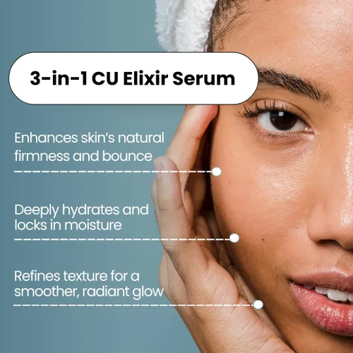 Vista 4 de CU Elixir Serum - Elixir hidratante e hidratante para cuello y cara Fórmula de uso diario para una piel suave y radiante
