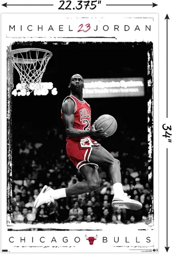 Vista 3 de Trends International Michael Jordan - Póster de pared Dunk, 22.375 x 34 pulgadas, versión sin marco