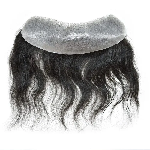Vista 6 de Cabello humano invisible para hombre, postizo frontal en V, piel de poliuretano para retroceder la línea del cabello en forma de V, sistema