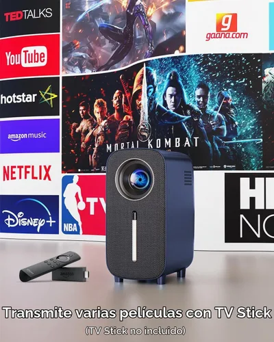 Vista 5 de Mini proyector de película Bluetooth: proyector de 1080P, proyector de película 4K, proyector de TV portátil para el hogar, proyector LED de video
