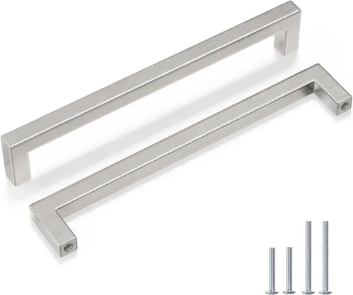 Vista 18 de Goldenwarm 1 paquete de manija cuadrada negra para cajones de gabinete de barra, de acero inoxidable, herrajes modernos para gabinetes de cocina
