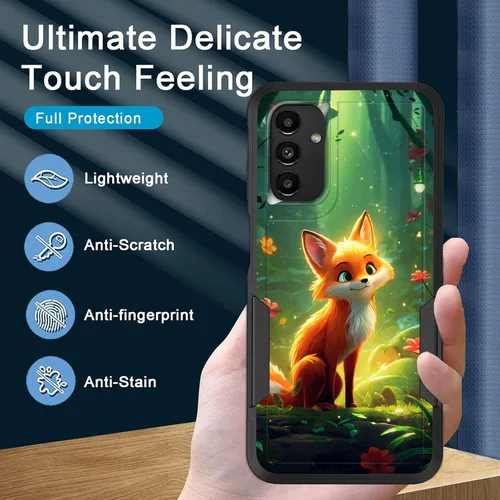 Vista 381 de Funda para Galaxy A14 5G, resistente de doble capa híbrida de policarbonato duro, goma suave, a prueba de golpes, funda protectora resistente