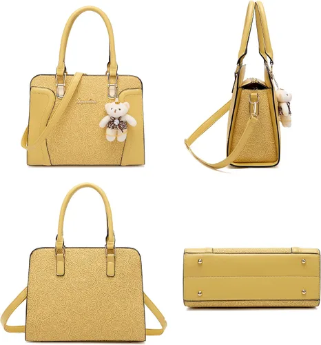 Vista 29 de Bolsos de mano de moda para mujer, bolsa de hombro, asa superior, bolsa de mano, juego de 4 piezas
