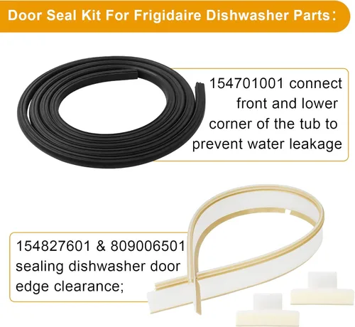 Vista 2 de 154827601 Kit de sello de puerta de lavavajillas para Frigidaire - Juego de repuesto incluye junta de puerta 154827601, sello inferior 809006501