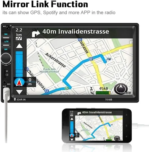 Vista 5 de Camecho Radio de coche doble DIN estéreo para coche de 7 pulgadas, pantalla táctil LCD en el tablero con soporte Bluetooth espejo
