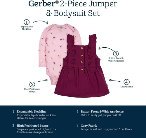 Vista 6 de Gerber Conjunto de vestido de 2 piezas para bebés y niñas pequeñas