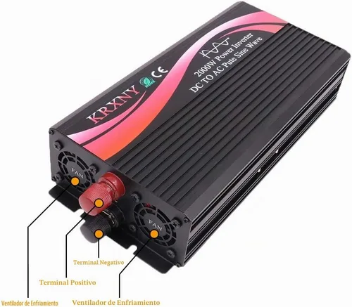 Vista 5 de Inversor de corriente 2000 W, 24 V CC a 110 V 120 V CA, convertidor