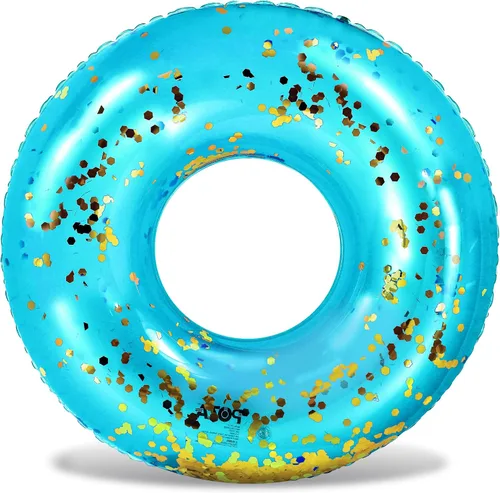 Vista 40 de POZA Flotador de Tubo Inflable para Piscina – Anillo de natación de confeti brillante, Tubo Inflable de Servicio Pesado Resistente a los Rayos UV