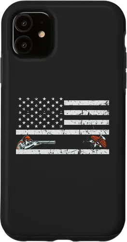 Vista 8 de Funda para iPhone 16 Orgullosa Bandera Americana Retro - Skeet Trap Clay Shotgun Shooting Case