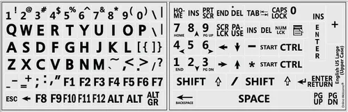 Vista 3 de Five 5 English US Large Print Lettering Negro, Amarillo, Blanco, Gris BACKGROUNS Pegatinas de teclado 5