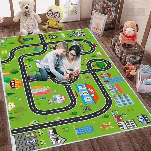 Vista 3 de Alfombra de juego para niños, alfombra de juego para sala de juegos infantil, alfombra de juegos para la vida urbana, ideal para jugar con autos