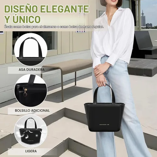 Vista 4 de Lonchera para Mujeres, Bolsa de Almuerzo para Mujeres Simple Reutilizable Aislada Bolsa Tote de Almuerzo Linda Bolsa Refrigeradora de Almacenamiento