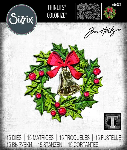Vista 3 de Sizzix Juego de troqueles Thinlits 15PK Yuletide Colorize de Tim Holtz 666073 Capítulo 4 2022