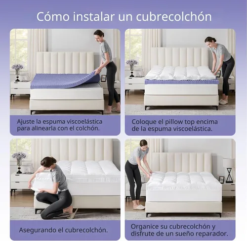 Vista 6 de Downluxe - Cubrecolchón de espuma viscoelástica de 4 pulgadas tamaño individual XL Pro de doble capa con 2 pulgadas de gel de enfriamiento