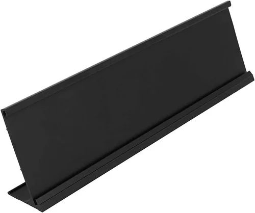 Vista 3 de ExcelMark Soporte de placa de identificación de aluminio de 2 x 8 pulgadas para escritorio, soporte de letrero de puerta de negocios de oficina Negro