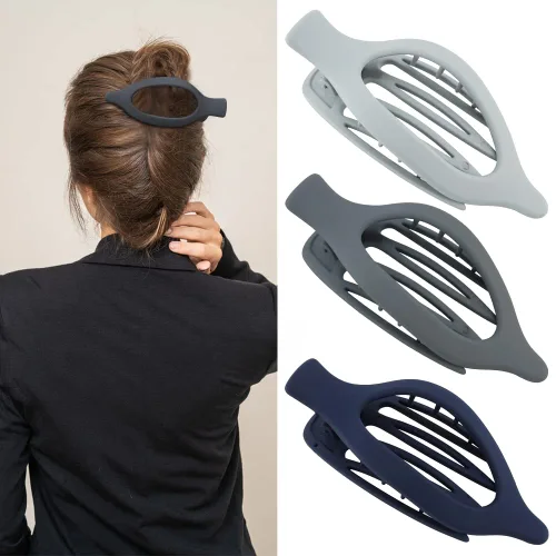 Vista 11 de ATODEN Pinzas planas para el cabello, 3 piezas, French Concord - Pinzas de mandíbula neutras grandes para cabello fino/grueso, blanco, marrón, negro