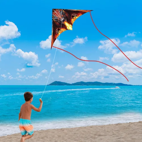 Vista 4 de JEKOSEN Dragon Kite - Cometas Delta grandes para niños y adultos Principiantes, cuerda de una sola línea fácil de volar para viajes a la playa