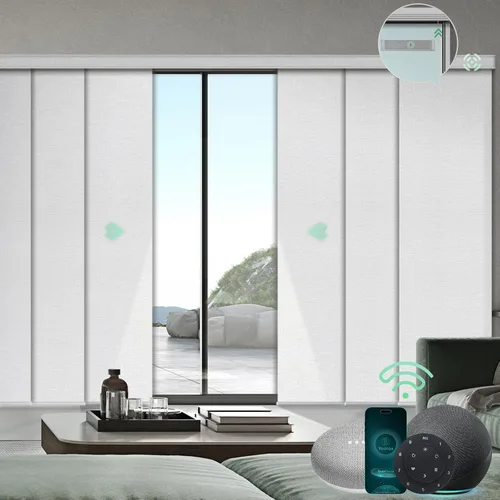 Vista 11 de Yoolax Persianas de puerta corredera inteligentes XL personalizadas, persianas motorizadas compatibles con Alexa, persianas de tela opacas Basalto