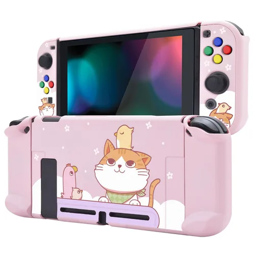Vista 14 de eXtremeRate PlayVital Back Cover for Nintendo Switch Console, NS Joycon Controller Protector Hard Shell, Dockable Protective Case with Colorful ABXY
