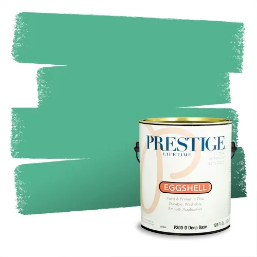 Vista 181 de Prestige Paints - Pintura exterior e imprimación en uno, 1 galón, plano, compatibilidad comparable con el color menta «Whipped Mint» de Behr