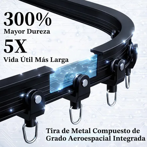 Vista 2 de AJAZZ Riel de cortina de techo flexible y plegable, riel de cortinas curvado para montaje en techo, varilla de 3 m (9.8 pies), negro, riel