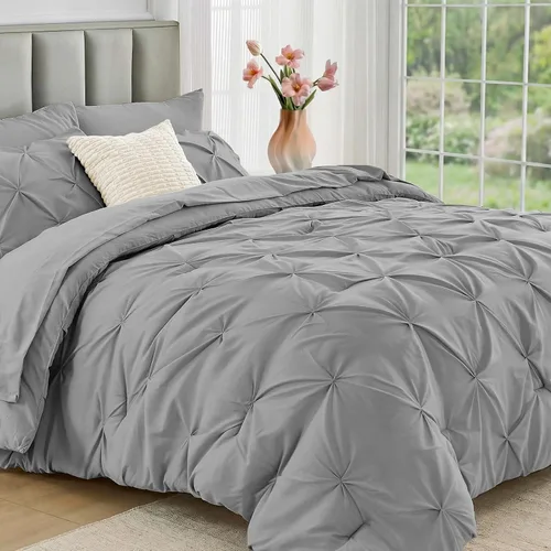 Vista 32 de JOLLYVOGUE Juego de edredón tamaño individual de 5 piezas – Juego de ropa de cama tamaño individual en una bolsa para todas las estaciones