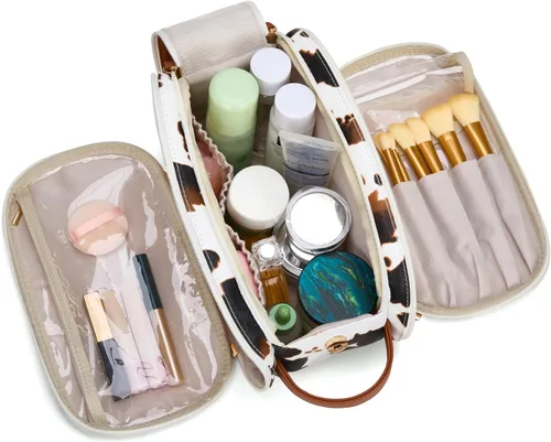 Vista 7 de Wrangler - Neceser de viaje grande para maquillaje, bolsa de cosméticos Vaca café