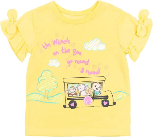 Vista 2 de CoComelon JJ - Conjunto de camiseta de manga corta con volantes para niñas pequeñas