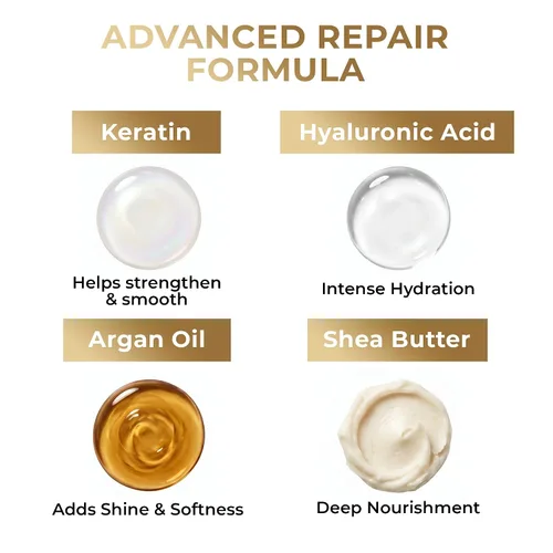 Vista 3 de VAO Mascarilla capilar acondicionadora profunda para cabello dañado, mascarilla hidratante para cabello seco dañado con aceite de argán, manteca
