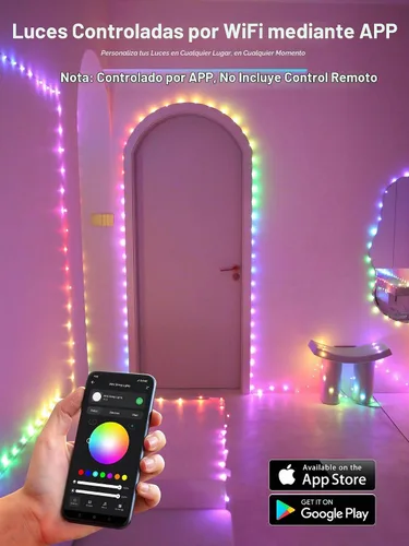 Vista 5 de BrizLabs Luces de hadas inteligentes que cambian de color, 33 pies 100 LED