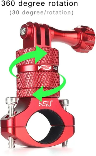 Vista 2 de HSU Kit de montaje y brazo de extensión de aluminio para manillar de bicicleta, montaje en poste de metal, soporte de brazo de extensión para GoPro