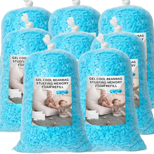 Vista 10 de Relleno de puf, relleno de espuma viscoelástica triturada de 5 libras, relleno de almohada suave para sofá, cojín, animales de peluche, cama