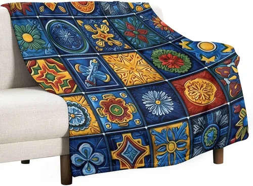 Vista 34 de Manta bohemia mexicana retro a rayas multicolor, manta bohemia étnica cálida de 30 x 40 pulgadas, suave manta de felpa mullida y acogedora manta