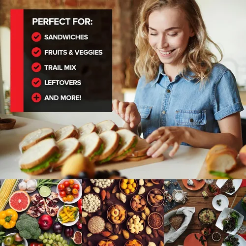 Vista 5 de Stock Your Home 200 bolsas de sándwich transparentes plegables, bolsas de plástico desechables a granel con cierre plegable para restaurantes