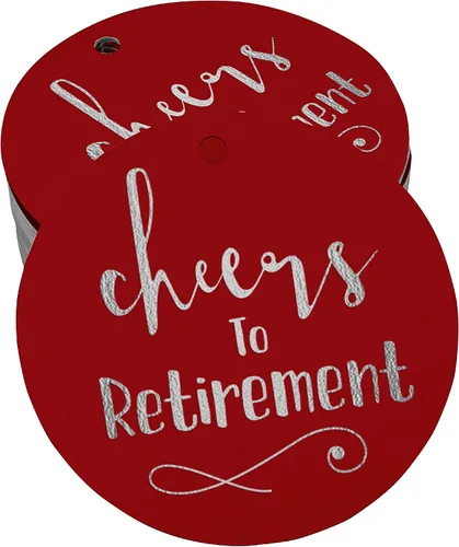 Vista 33 de Etiquetas de papel para colgar con texto en inglés "Cheers to Retirement Wall" (50 unidades)