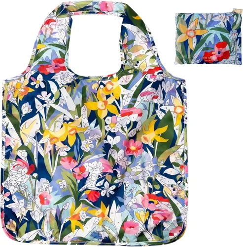 Vista 11 de Kate Spade New York Bolsas reutilizables para productos, bolsa de compras con bolsillo de almacenamiento con cremallera, bolsa de comestibles Punto