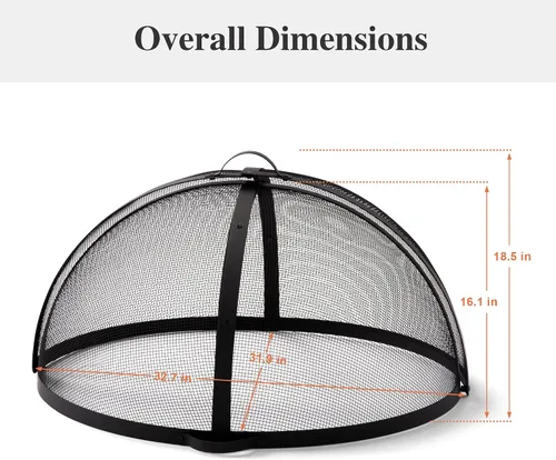 Vista 6 de SUNCREAT Accesorio para cubierta de chispas para fogatas al aire libre, protector de pantalla redondo de fácil apertura para patio, tapa de brasas