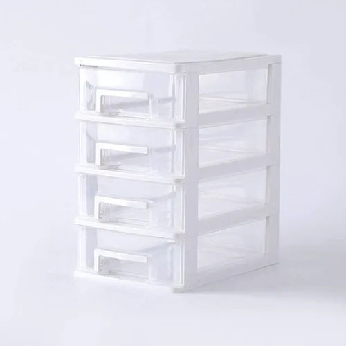 Vista 8 de STOBOK Cajón de almacenamiento de plástico, cajones de plástico de 4 capas, caja de almacenamiento de escritorio multifuncional, contenedores