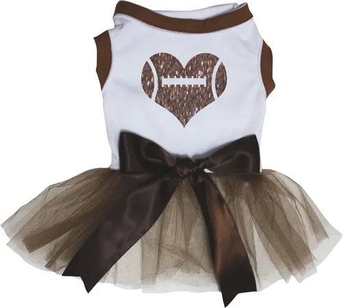 Vista 4 de Petitebella Rugby Heart - Vestido para perro (marrón/marrón, talla XS)