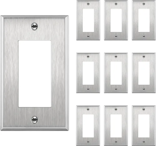 Vista 30 de ENERLITES Placa decorativa doble de metal para interruptor o receptáculo, placa de pared de acero inoxidable, resistente a la corrosión