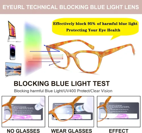Vista 5 de EYEURL Gafas de lectura de ojo de gato para mujer, paquete de 4 unidades, a la moda, con bloqueo de luz azul, para mujer