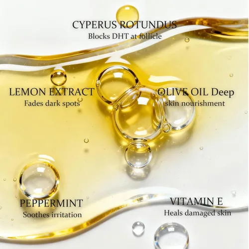 Vista 4 de Renovia Cyperus Rotundus Oil, Renovia Organics - Suero para depilación para la piel, hidratante y calmante para una piel de aspecto suave con menta