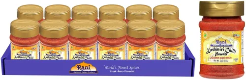 Vista 14 de Rani Kashmiri - Chile en polvo (Deggi Mirch, bajo calor) Especia india molida 25lbs (11.36kg) Caja a granel ~ 100% natural Sin sal Vegano Sin