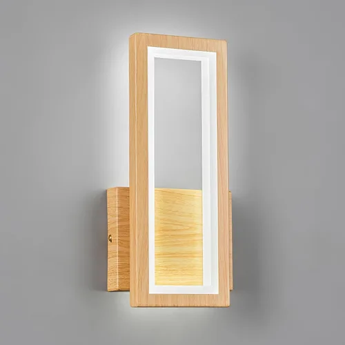Vista 11 de Apliques de pared modernos de color madera enchufables de 18 W, lámpara de pared LED simple para interiores, 6000 K, luces de pared rectangulares
