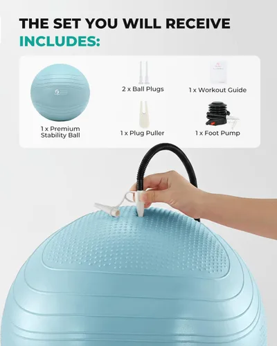 Vista 8 de Gruper Pelota de yoga, pelota de ejercicio extra gruesa para entrenamiento y estabilidad durante el embarazo, 4 tamaños, pelota de equilibrio