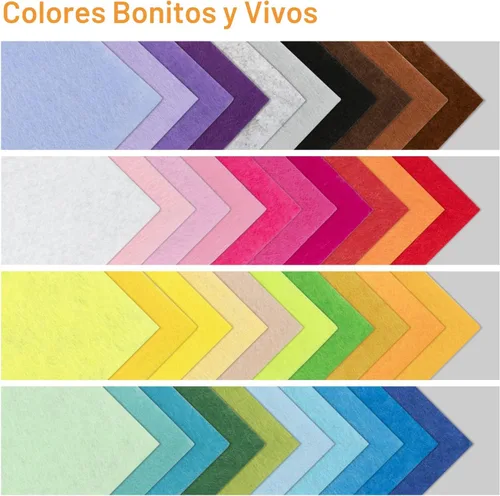 Vista 5 de Hojas de fieltro de 8 x 12 pulgadas para manualidades, 40 piezas hojas de tela cuadradas, paquete de colores surtidos no tejidos, 1mm de grosor